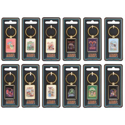 Decorative objects - Set of 12 Enamel Keyrings by Steven Rhodes - SOMETHING DIFFERENT WHOLESALE