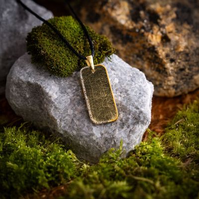 Jewelry - Bog Oak & Gold-Tone Leaf Pendant – Rectangle, 38x18x6 mm – Golden Eon - GLASS4CANDLES