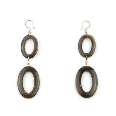 Bijoux - Boucles d'oreilles double oval en sabot - Crochets - L INDOCHINEUR X RIVÊT