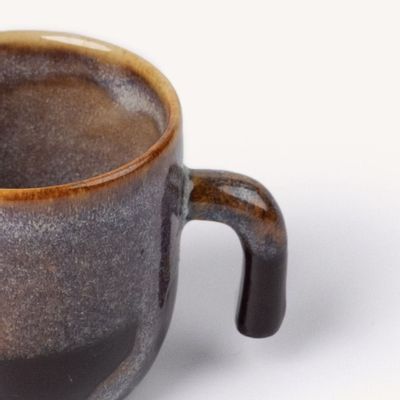 Accessoires thé et café - Tasse expresso, Hoa Bien bleu, 80ml, anse, avec soucoupe (vendu par 6) - L INDOCHINEUR X RIVÊT