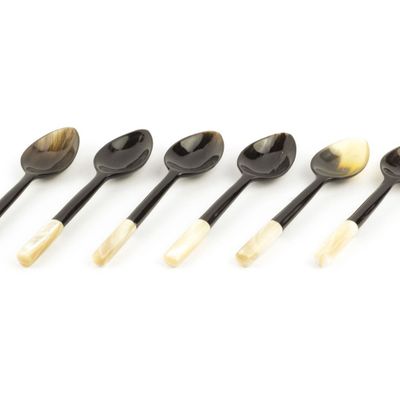Couverts de service - Set de 6 cuillères à café nacre escargot et corne - L INDOCHINEUR X RIVÊT
