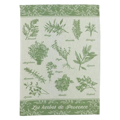 Dish towels - Jacquard Tea Towel Herbes de Provence Vert 50 X 70 - MAISON VIVARAISE - SDE VIVARAISE WINKLER