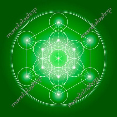 Objets de décoration - Toile Cube de Métatron - vert (7 couleurs au choix) - MANDALASHOP
