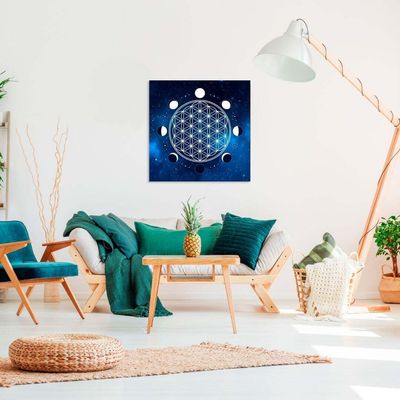 Objets de décoration - Toile Fleur de Vie phases de la lune - MANDALASHOP
