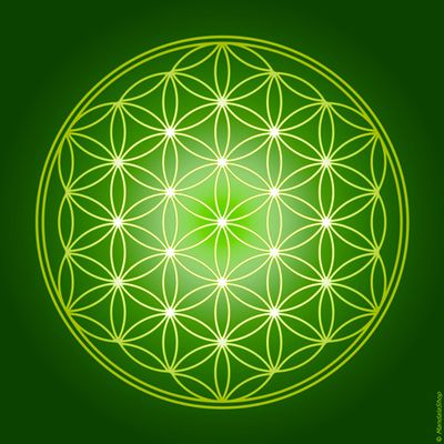 Decorative objects - Flower of Life canvas - green (7 colours at choice) - MANDALASHOP