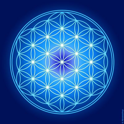 Decorative objects - Flower of Life canvas - blue (7 colours at choice) - MANDALASHOP