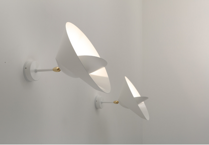 DISDEROT - White "Saturn" wall lamps by Serge Mouille, reissue of the 1957 original