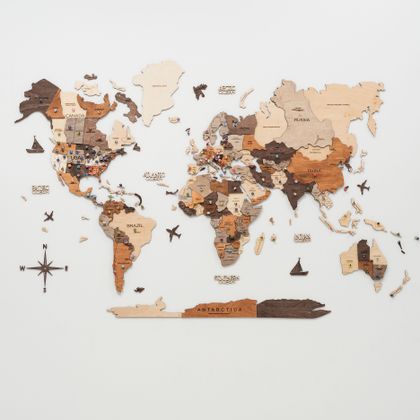 Cartes du monde 3D en bois
