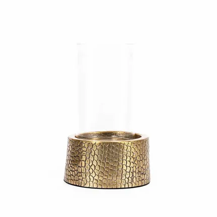 Le Bougeoir Croco Avec Verre - Laiton - M - BAZAR BIZAR LIVING