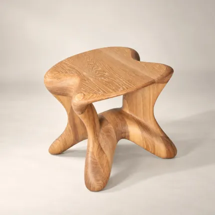Aura | Tabouret Sculpté Exclusif | Chêne Européen Massif - NEXART