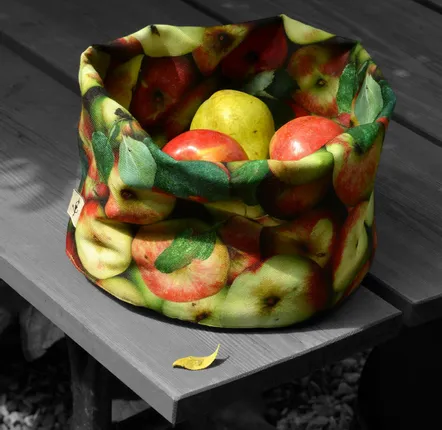 Boîtes de conservation - Corbeille en tissu imprimé Pommes - MARON BOUILLIE