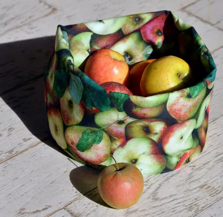 Boîtes de conservation - Corbeille en tissu imprimé Pommes - MARON BOUILLIE