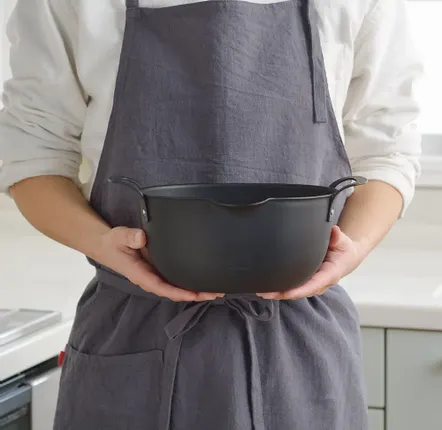Casseroles - Marmite à frire japonaise acier de couleur noire avec un bec verseur - collection Aikata / YOSHIKAWA - ABINGPLUS