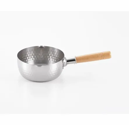 Saucepans  - 14 cm stainless steel saucepan, hammered with two spouts - Yukihira/YOSHIKAWA collection - ABINGPLUS