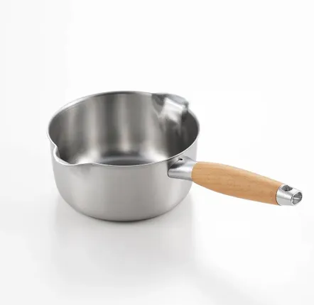 Casseroles - Casserole de 16 cm, en acier inoxydable, avec deux becs verseurs - collection Aikata / YOSHIKAWA - ABINGPLUS