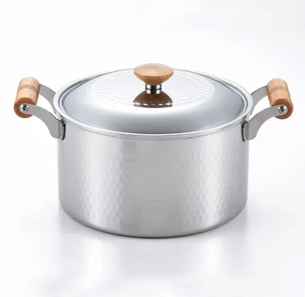 Saucepans  - 24 cm stainless steel pot, hammered with lid - Yukihira/YOSHIKAWA collection - ABINGPLUS