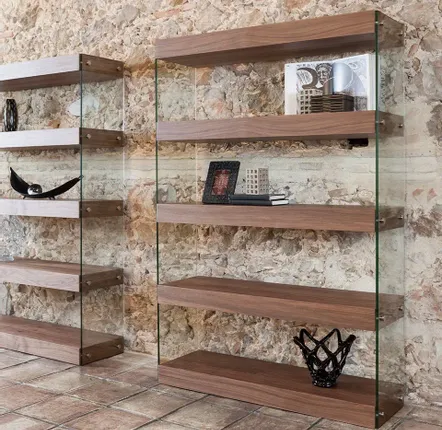 Mobilier et rangements pour bureau - Bibliothèque en noyer et verre - ANGEL CERDÁ