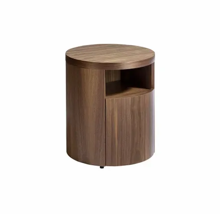 Tables de nuit - Table de chevet ronde en noyer - ANGEL CERDÁ