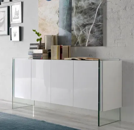 Mobilier et rangements pour bureau - Buffet en verre blanc - ANGEL CERDÁ
