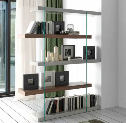 Office furniture and storage - Walnut wood and glass shelf - ANGEL CERDÁ