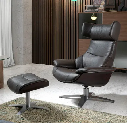 Fauteuils - Fauteuil pivotant tapissé en cuir de vachette - ANGEL CERDÁ