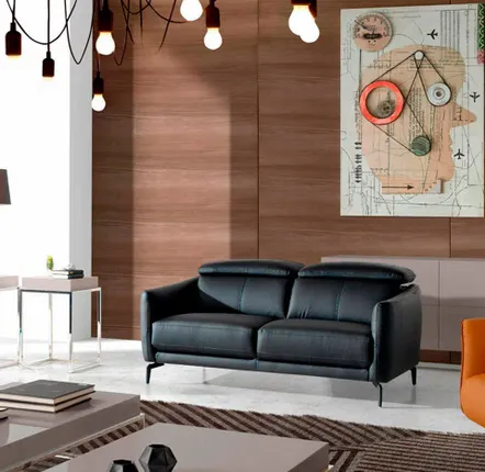 Canapés - Canapé 2 places en cuir de vachette noir - ANGEL CERDÁ