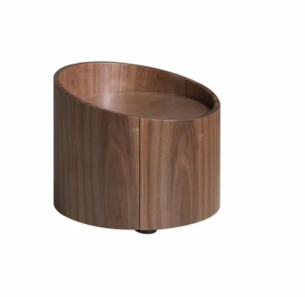 Tables de nuit - Table de chevet ronde en noyer - ANGEL CERDÁ