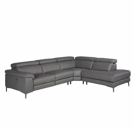 Sofas - Corner sofa upholstered in grey leather leather - ANGEL CERDÁ