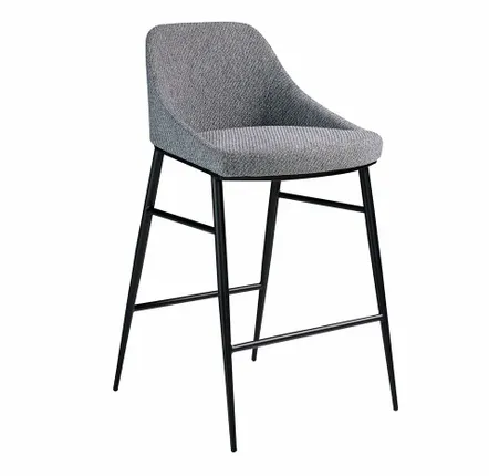 Tabourets - Tabouret tapissé en tissu et structure en acier noir - ANGEL CERDÁ
