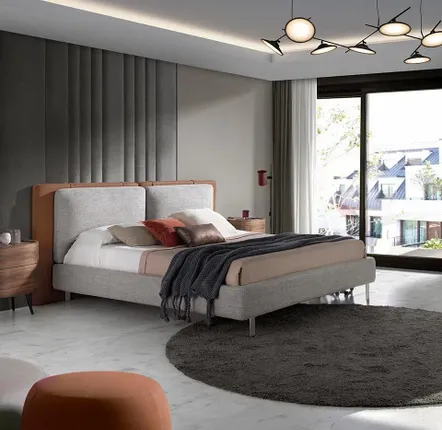 Beds - Upholstered bed in fabric and eco-leather - ANGEL CERDÁ