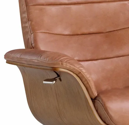 Fauteuils - Fauteuil pivotant tapissé en cuir de vachette camel - ANGEL CERDÁ