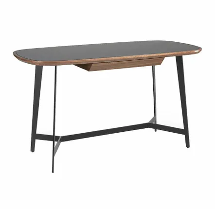 Mobilier et rangements pour bureau - Bureau en noyer et verre teinté noir - ANGEL CERDÁ