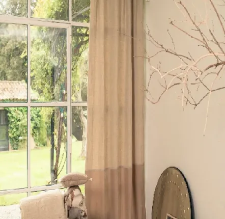 Rideaux et voilages - FORTUNA DUO  Rideau en velours de soie et lin 140x300 cm BEIGE - EN FIL D'INDIENNE...