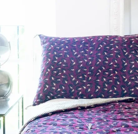 Homewear - Art Deco Pillow Case  50X75 Cm Bordeaux - EN FIL D'INDIENNE...