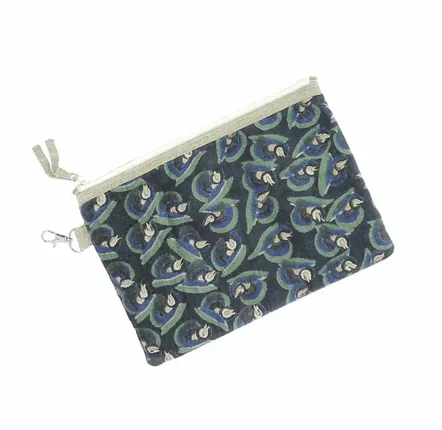 Coussins textile - ART DECO Trousse Plate Large 18x26 cm INDIGO - EN FIL D'INDIENNE...