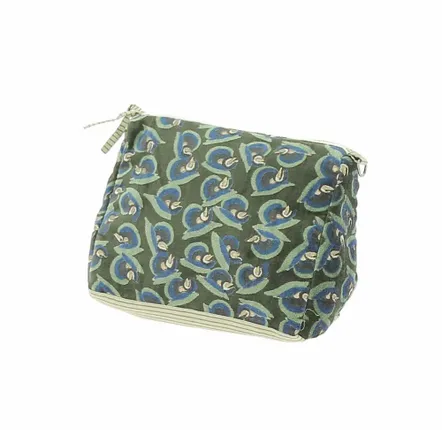 Coussins textile - ART DECO Trousse de toilette 18X26X12 cm OLIVE - EN FIL D'INDIENNE...