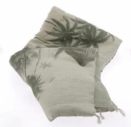 Linge de lit - BADALPUR Bout de lit en lin imprimé Ananbo 90x20 cm BEIGE - EN FIL D'INDIENNE...