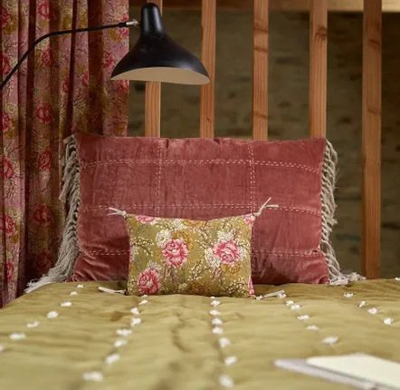Fabric cushions - BLOOM OLIVE cushion cover 25x35 cm - EN FIL D'INDIENNE...