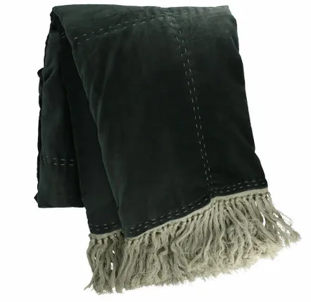 Linge de lit - BOHO Plaid 140x250 cm BOHO ANTHRACITE - EN FIL D'INDIENNE...