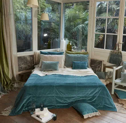 Linge de lit - BOHO Dessus de lit 240x250cm BOHO CANARD - EN FIL D'INDIENNE...