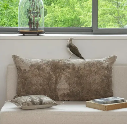 Fabric cushions - Campagne Cushion Cover Printed Aanbo 50X100 Cm Campagne Grisaille - EN FIL D'INDIENNE...
