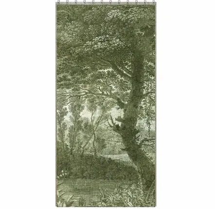 Rideaux et voilages - CAMPAGNE Voilage N°1 - Panneau gauche voile de lin imprimé Ananbô 140x280 OLIVE - EN FIL D'INDIENNE...