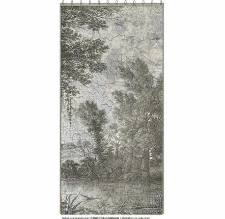 Curtains and window coverings - Campagne Linen Voil N 1 Printed Ananbo 140X280 Cm - Right Curtain Campagne Grisa - EN FIL D'INDIENNE...