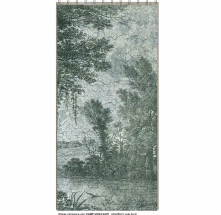 Rideaux et voilages - CAMPAGNE Voilage N°2 - Panneau droite voile de lin imprimé Ananbô 140x280 LICHEN - EN FIL D'INDIENNE...