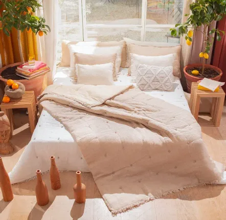 Throw blankets - Etamine Quilt 140X240 Cm Etamine 2 Naturel - EN FIL D'INDIENNE...