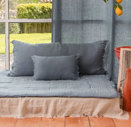 Coussins textile - ETAMINEE Housse de coussin 45x100 cm - EN FIL D'INDIENNE...
