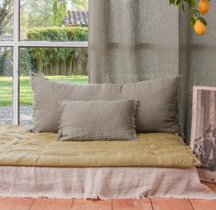 Coussins textile - ETAMINEE Housse de coussin 45x100 cm - EN FIL D'INDIENNE...