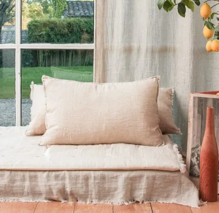 Fabric cushions - Etamine Cushion Cover 50X75 Cm Etamine 2 Naturel - EN FIL D'INDIENNE...