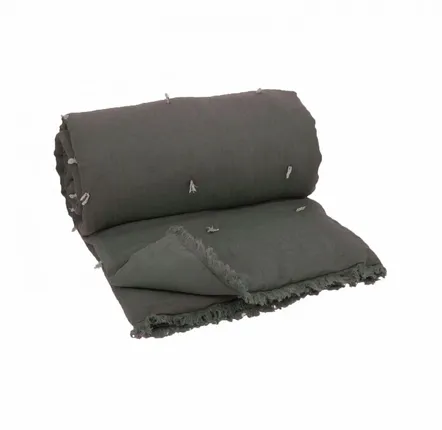 Plaids - ETAMINE Bout de lit 90x200 cm ETAMINE 2 ANTHRACITE - EN FIL D'INDIENNE...