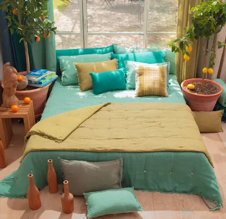 Throw blankets - Etamine Sofa Cover 90X200 Cm Etamine 2 Kaki - EN FIL D'INDIENNE...